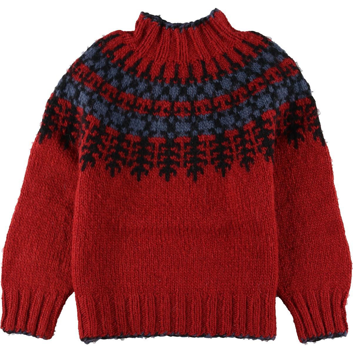 タートルネック ノルディック柄 ウールニットセーター メンズm Eaa 1015 タートルネックセーター 古着屋jam ジャム