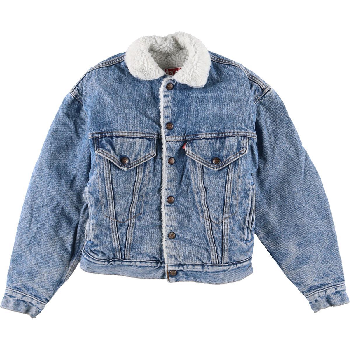 良い製品 90s USA製 Levis オール ブラック デニム ボア ジャケット