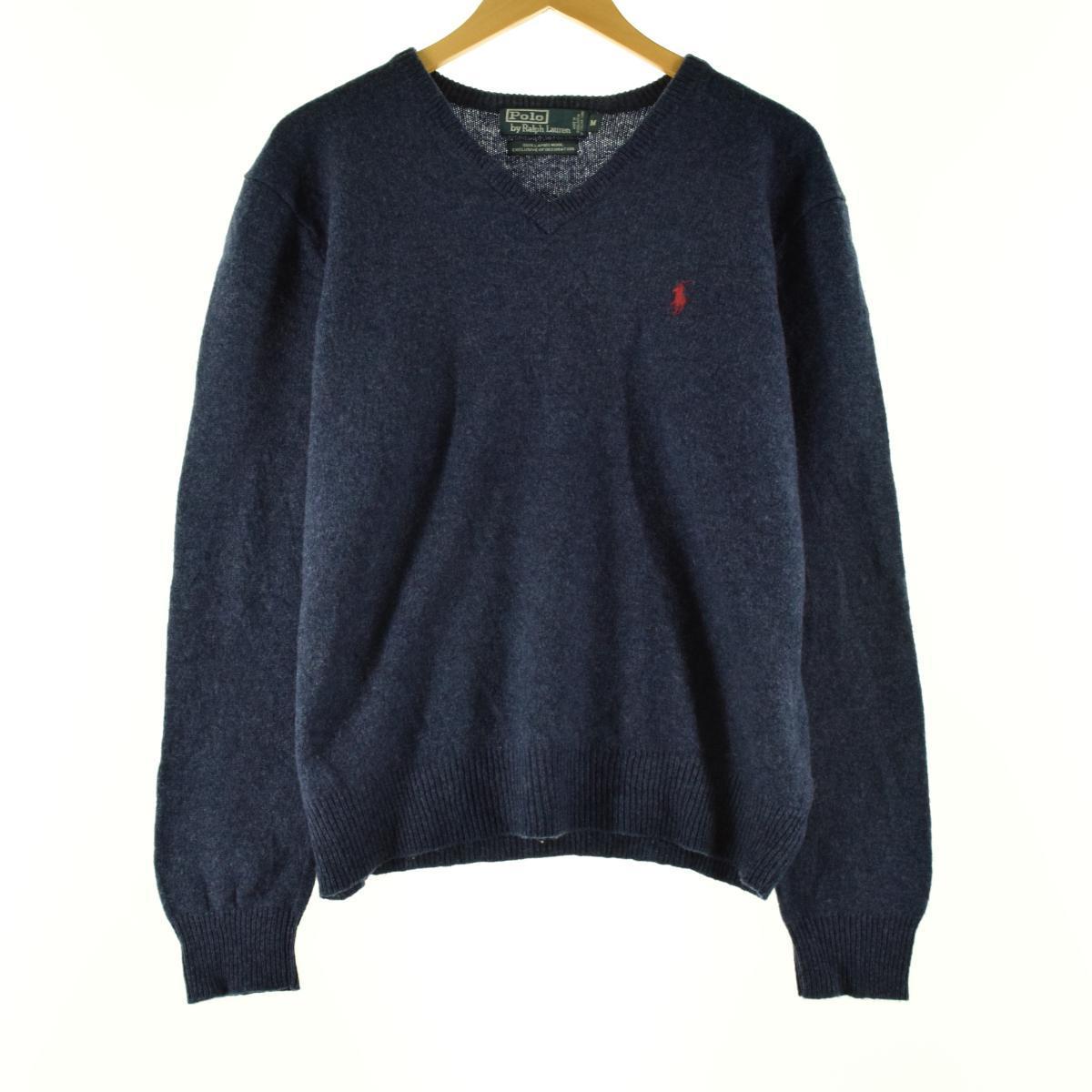 ラルフローレン Ralph Lauren POLO by Ralph Lauren Vネック ラムウールニットセーター メンズM /eaa100845 【中古】 【201106】