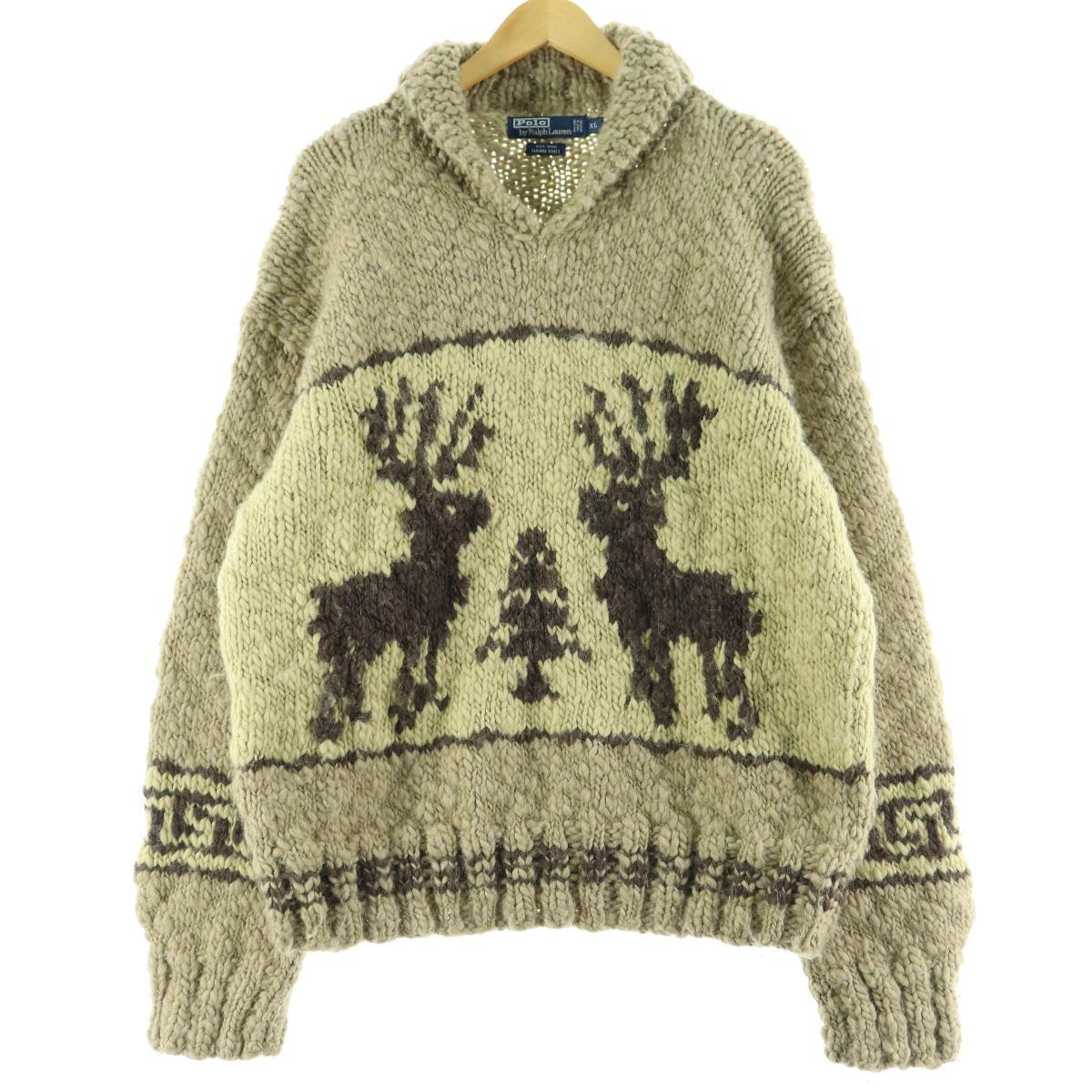 ラルフローレン Ralph Lauren Polo By Ralph Lauren トナカイ柄 Hand Knit ハンドニット プルオーバー カウチンセーター メンズxl Eaa 1122 カウチンセーター 古着屋jam ジャム