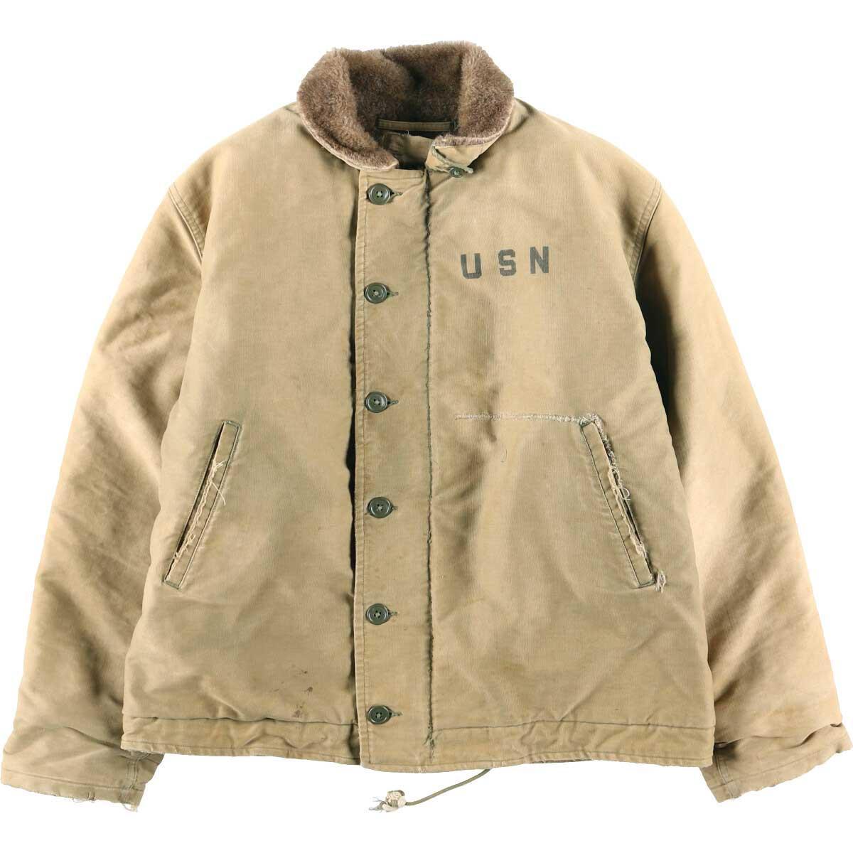 50年代 米軍実品 U.S.NAVY ステンシル入り N-1 後期型 ミリタリー デッキジャケット USA製 メンズXL ヴィンテージ /eva000025 【中古】【N2101】 【201122】