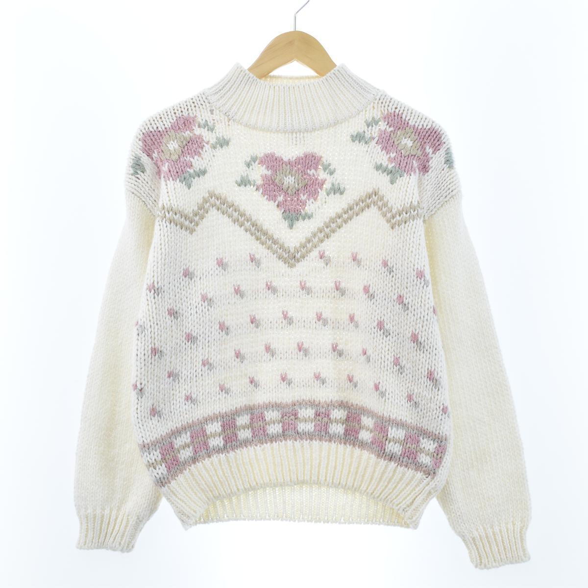 Currants 花柄 ハイネック モックネック アクリル ラミー ニットセーター レディースl Eaa 中古 1123 Ss2103 タートルネックセーター 古着屋jam ジャム