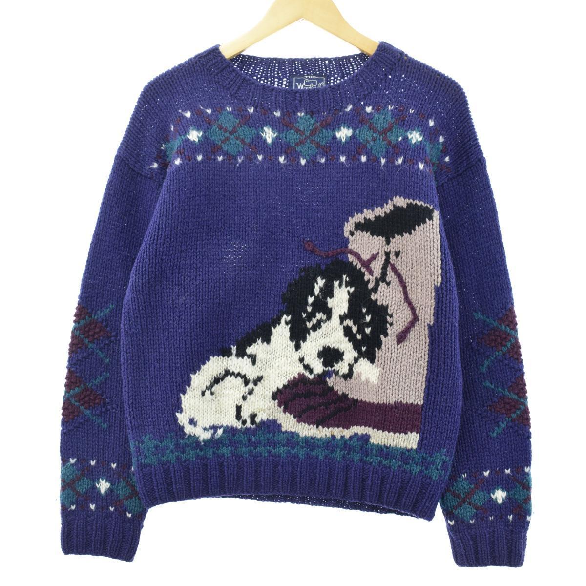 80年代 ウールリッチ Woolrich 犬柄 ウールニットセーター レディースm ヴィンテージ Eaa 1123 その他セーター 古着屋jam ジャム
