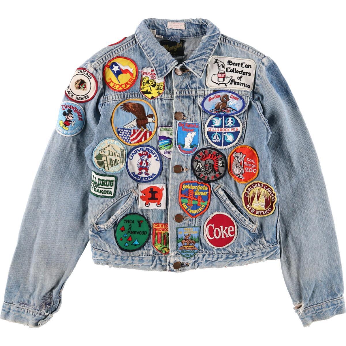70年代 ラングラー Wrangler 豪華ワッペンカスタム デニムジャケット Gジャン Usa製 レディースs ヴィンテージ Eaa N2101 1219 デニム コーデュロイジャケット 古着屋jam ジャム