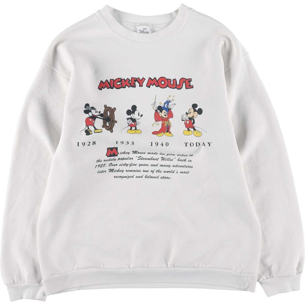 90年代 THE DISNEY STORE MICKEY MOUSE ミッキーマウス キャラクタースウェットシャツ トレーナー USA製 メンズL  レディースXL ヴィンテージ /eva000217 【N2101】 【201220】