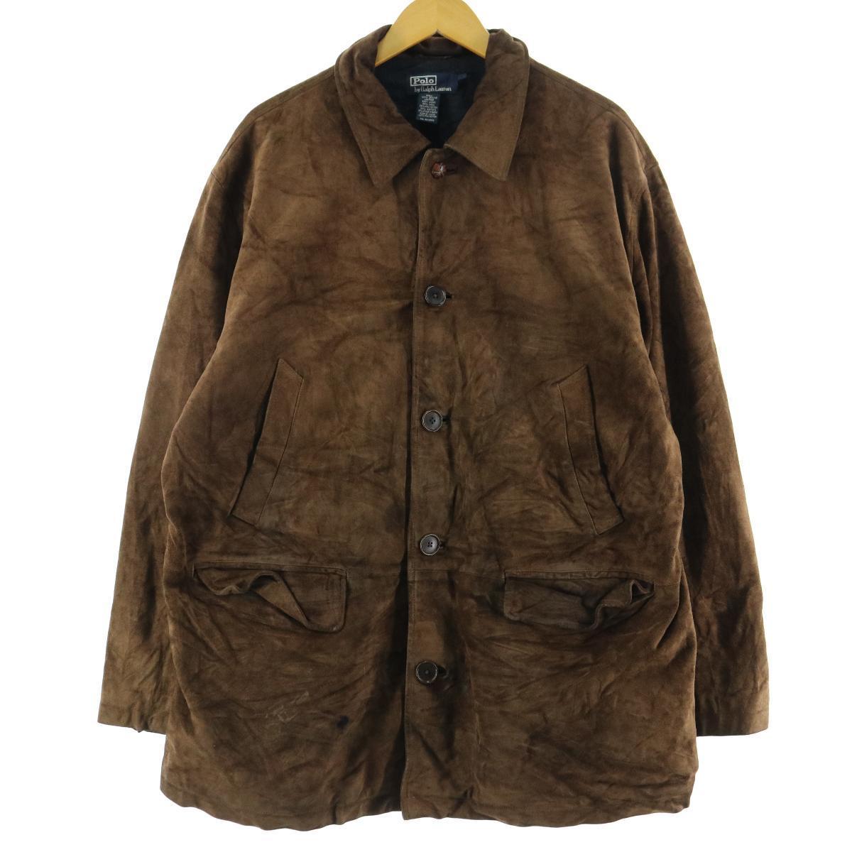 90年代 ラルフローレン Ralph Lauren POLO by Ralph Lauren スエードレザージャケット メンズXL ヴィンテージ /eaa107264 【201224】