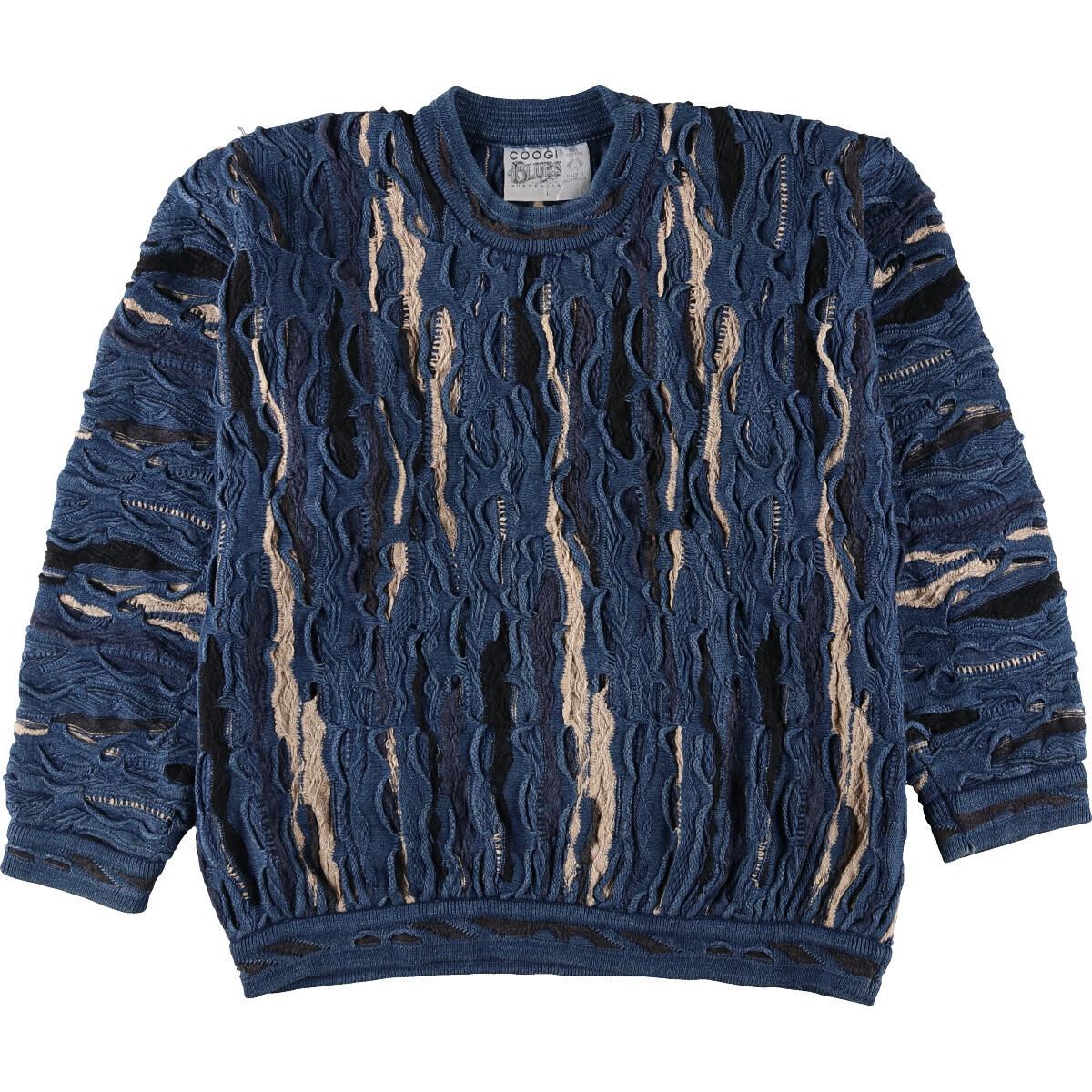 90年代 クージー COOGI BLUES 総柄 コットンニットセーター オーストラリア製 メンズL ヴィンテージ /eaa115667 【中古】 【201228】