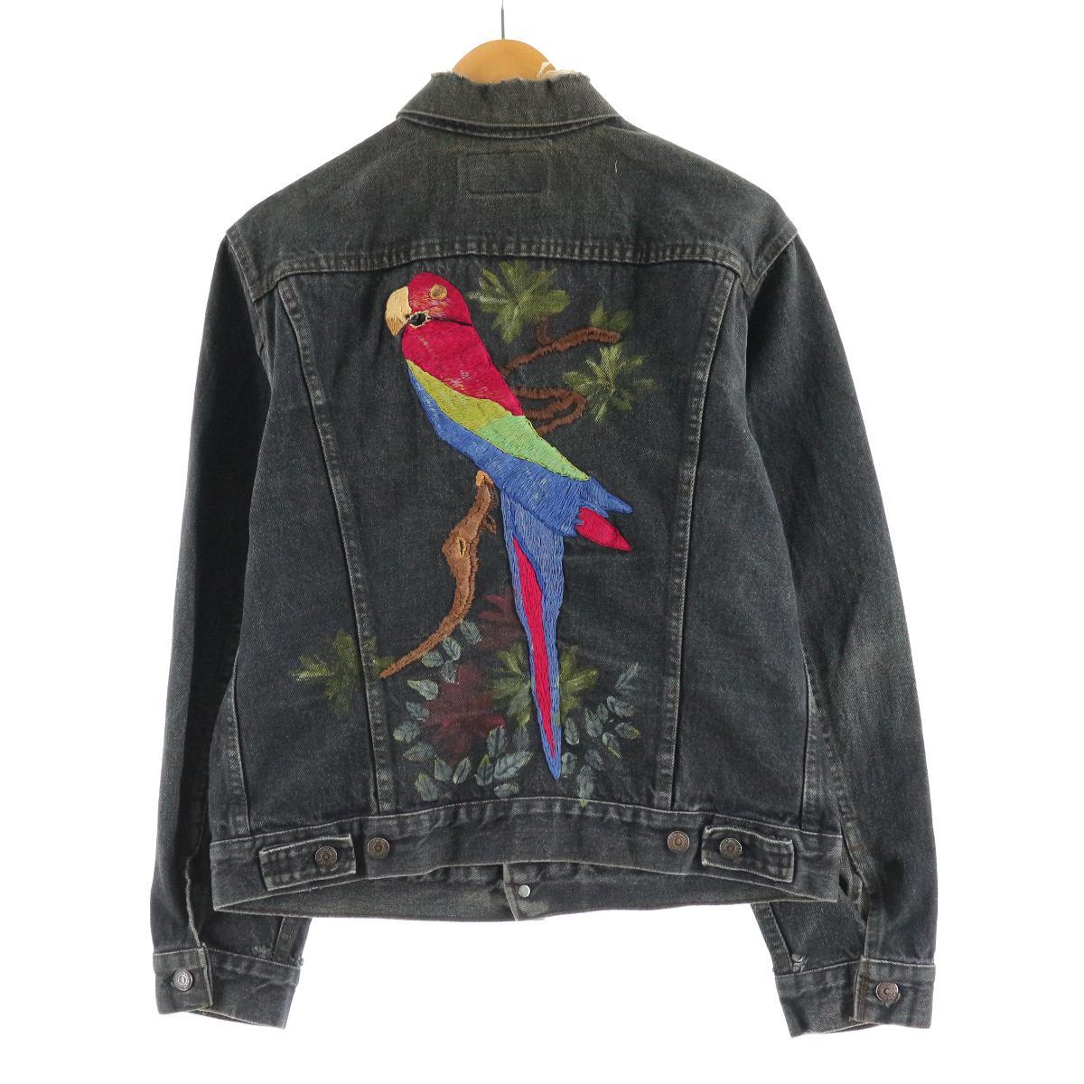 希少レア 80年代 リーバイス Levi's 70506 0259 バック刺繍 ブラック デニムジャケット Gジャン USA製 メンズL ヴィンテージ /eaa116534 【210102】【SS2103】
