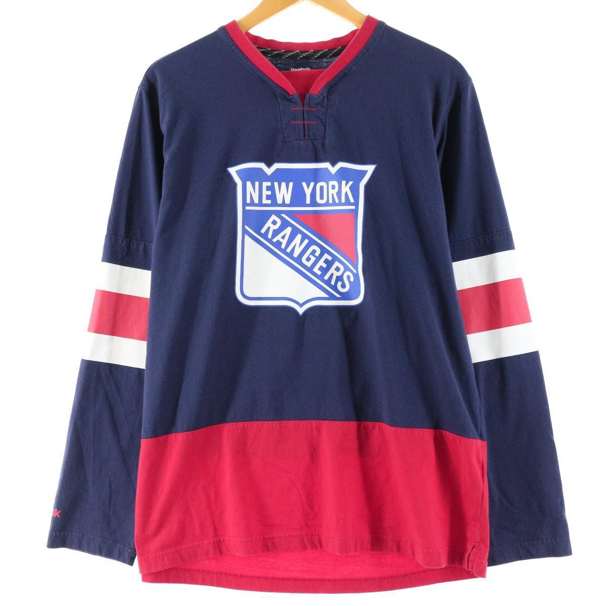リーボック Reebok NHL NEW YORK RANGERS ニューヨークレンジャーズ ロングTシャツ ロンT メンズL /eaa117443  【210111】 長袖Tシャツ 古着屋JAM（ジャム）