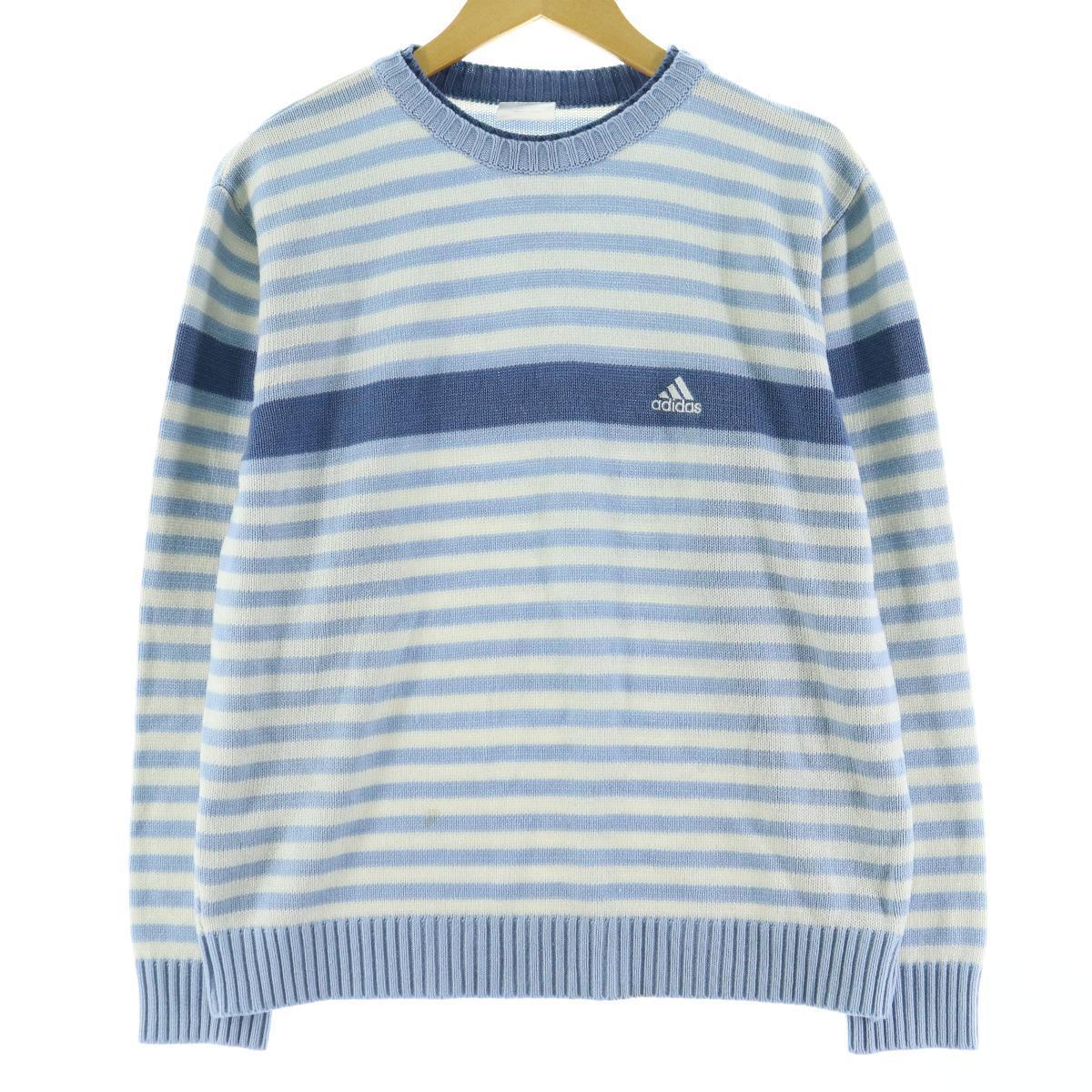 アディダス Adidas レイヤードネック ボーダー柄 ニットセーター メンズs Eaa Adidas アディダス 古着屋jam ジャム