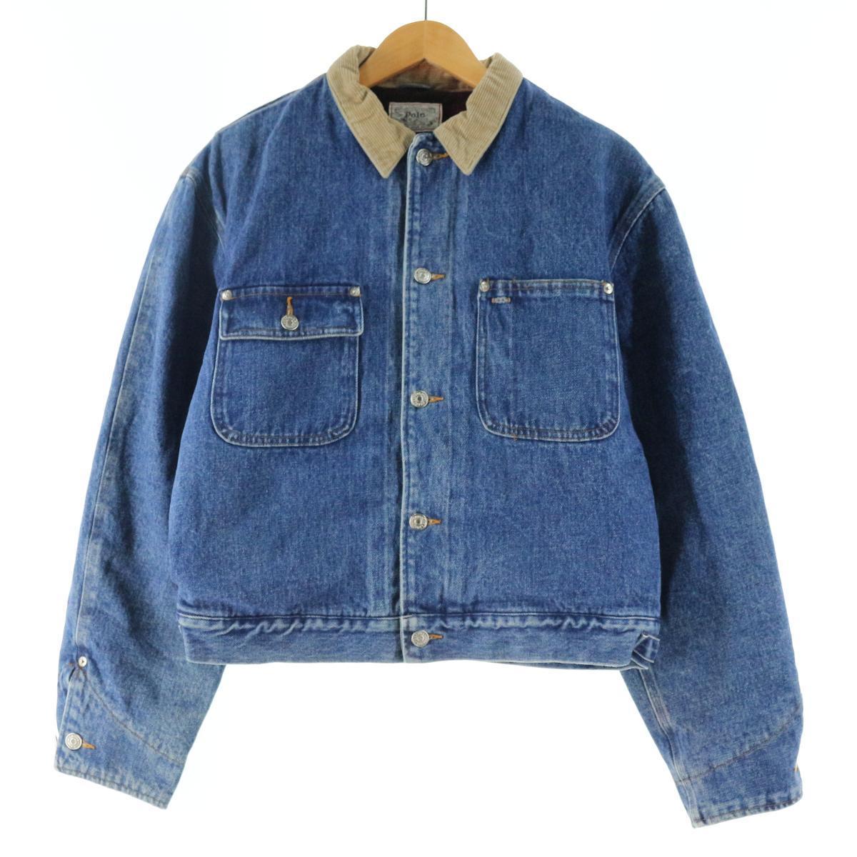 80〜90年代 ラルフローレン Ralph Lauren POLO RALPH LAUREN 白タグ デニムジャケット Gジャン USA製 レディースXL ヴィンテージ /eaa120500 【中古】 【210121】