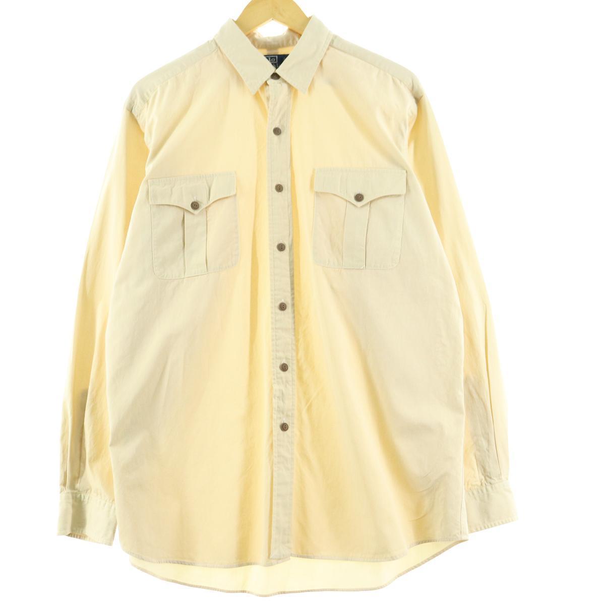 ラルフローレン Ralph Lauren Polo By Ralph Lauren 長袖 シルク コットンシャツ メンズl Eaa1611 2b10f 無地 コットンシャツ 古着屋jam ジャム