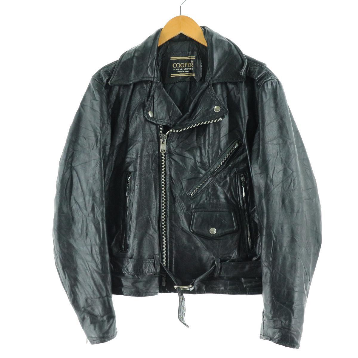 80年代 Cooper ダブルライダースジャケット Usa製 38 メンズm ヴィンテージ Eaa ダブルライダースジャケット 古着屋jam ジャム