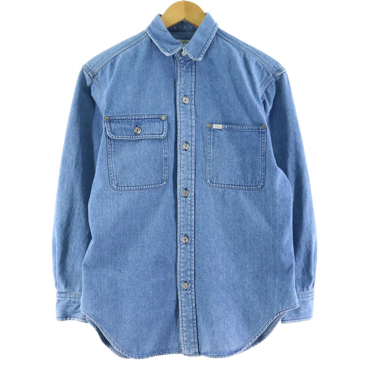 90年代 ラルフローレン Ralph Lauren 白タグ 長袖 デニムシャツ メンズs ヴィンテージ Eaa デニムシャツ 古着屋jam ジャム
