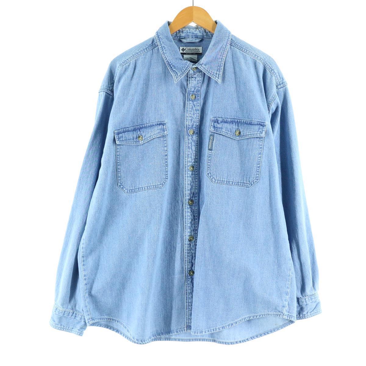 コロンビア Columbia 長袖 デニムシャツ メンズl Eaa 2b10f Ss2109 デニムシャツ 古着屋jam ジャム