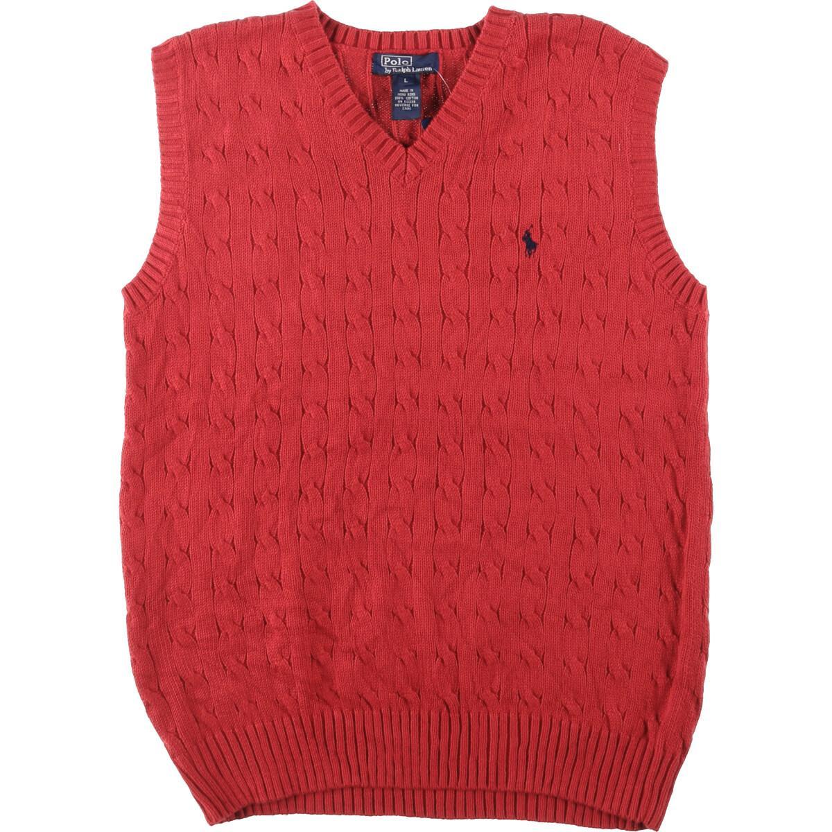 デッドストック DEADSTOCK ラルフローレン Ralph Lauren POLO by Ralph Lauren Vネック ケーブル編み コットンニットベスト レディースM /eaa127024 【210204】 全くの未使用、新品 セーター ケーブル ラルフローレン Vネック ポロ L デッドストック 90年代 ニット/セーター