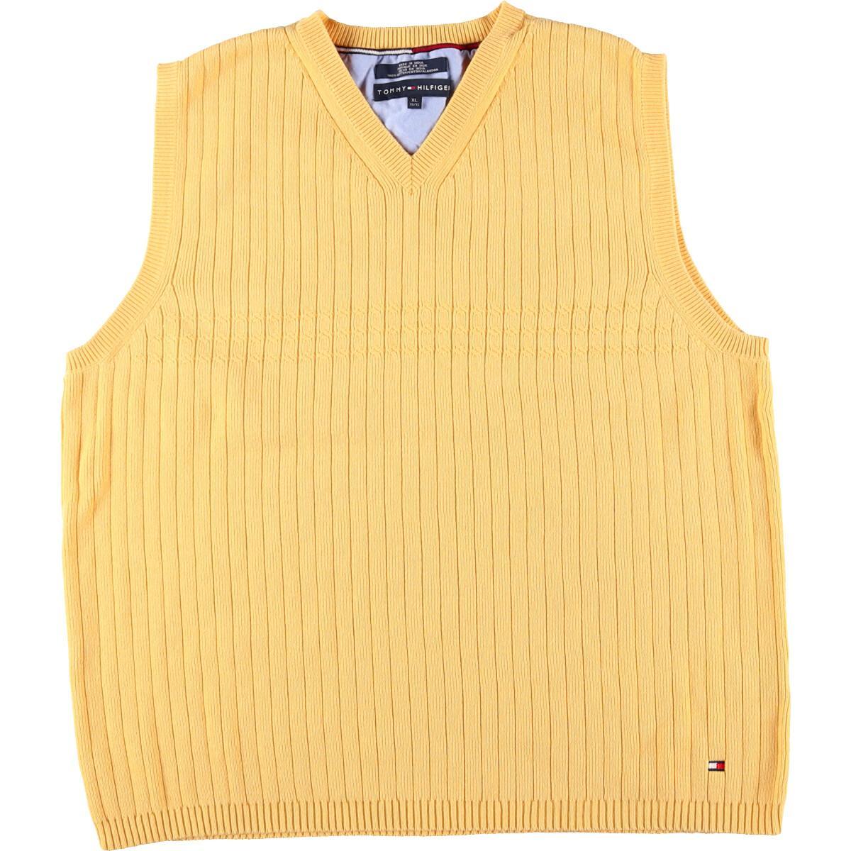 トミーヒルフィガー Tommy Hilfiger リブ編み Vネック コットンニットベスト メンズxl Eaa1263 2105 ニット ベスト 古着屋jam ジャム