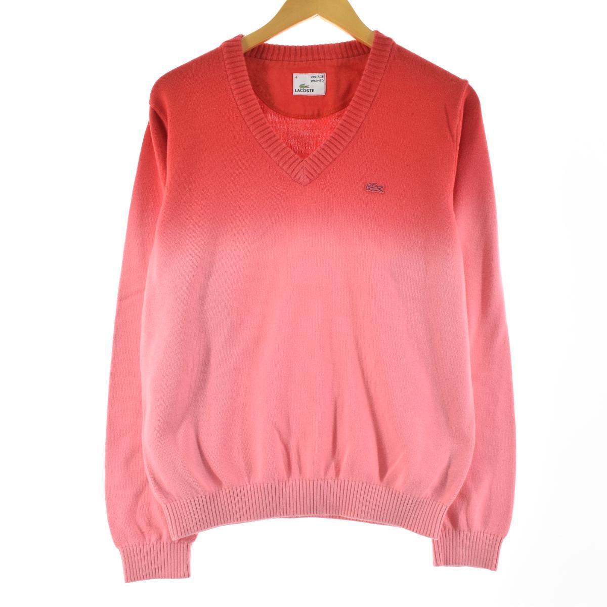 ラコステ Lacoste グラデーション Vネック コットンニットセーター メンズm Eaa 2108 Ss2109 Vネック セーター 古着屋jam ジャム