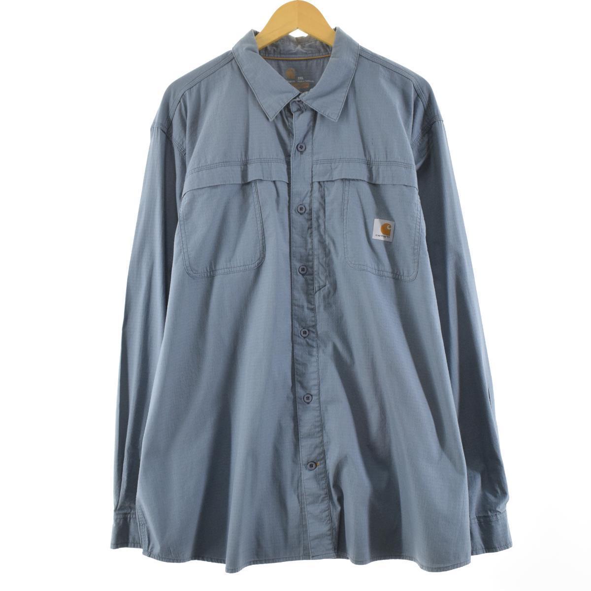 カーハート Carhartt RELAXED FIT リップストップ 長袖 ワークシャツ メンズXXL /eaa130519 【中古】 【210220】【2b10f】