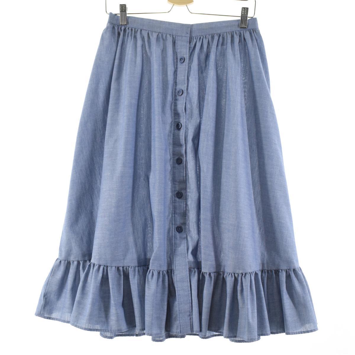 古着 前開き 裾フリル シャンブレー ロング ギャザースカート レディースl Eaa 2102 Hny22 2buy23 Ell2b10f ロングスカート 古着屋jam ジャム