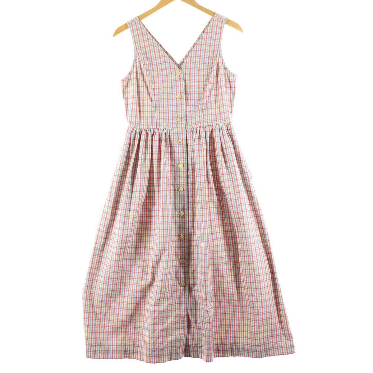 タルボット Talbots チェック柄 前開き ノースリーブ Aラインワンピース レディースm Eaa 2b10f Ss2106 ノースリーブワンピース 古着屋jam ジャム