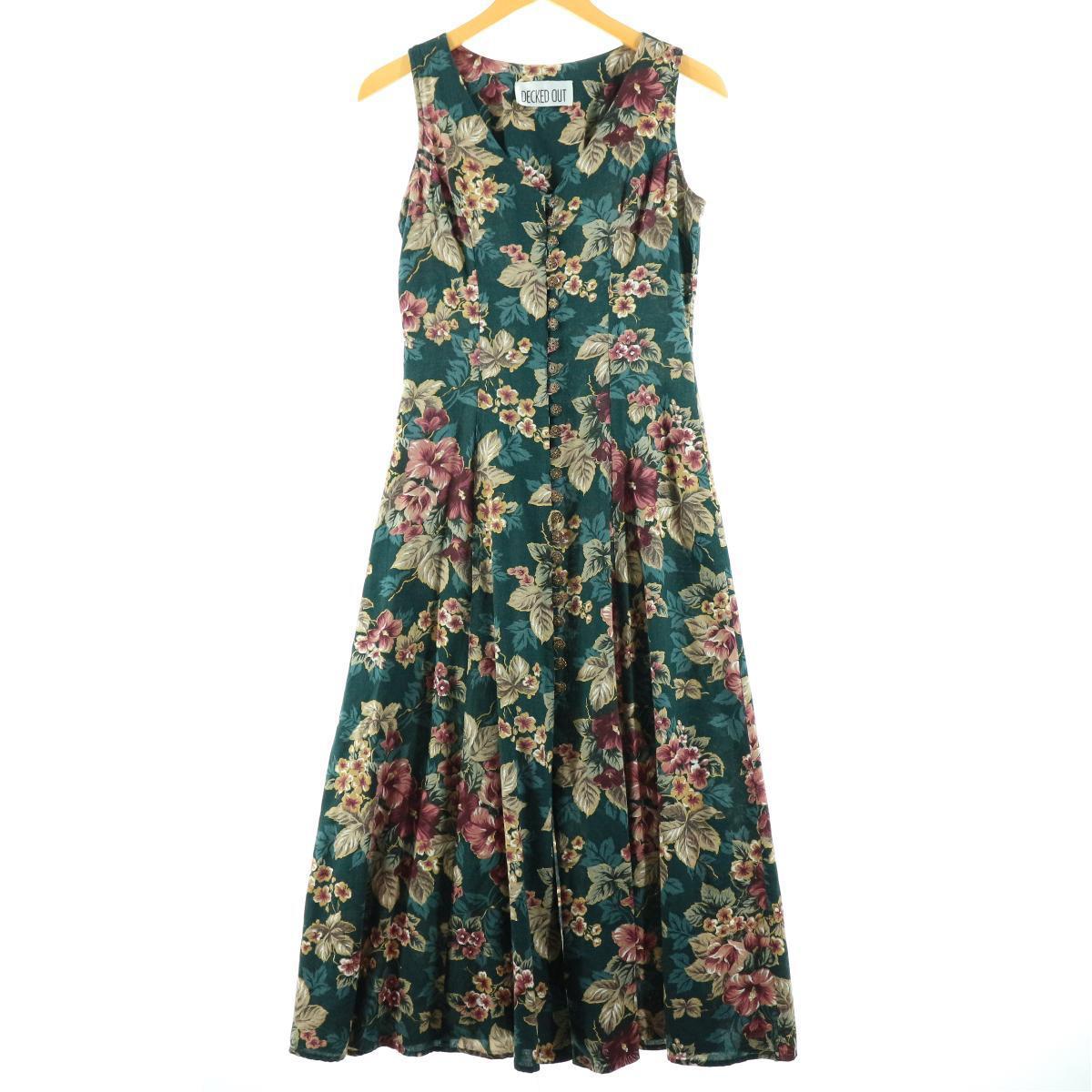 Decked Out 花柄 前開き ノースリーブ Aラインワンピース レディースm Eaa 中古 2b10f Ss2106 ノースリーブワンピース 古着屋jam ジャム