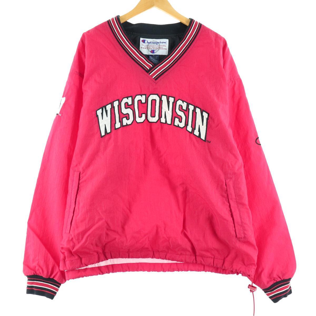 ビッグサイズ チャンピオン Champion Wisconsin ウィスコンシン大学 カレッジ Vネックナイロンプルオーバー メンズ3xl Eaa ナイロンジャケット ウインドブレーカー 古着屋jam ジャム