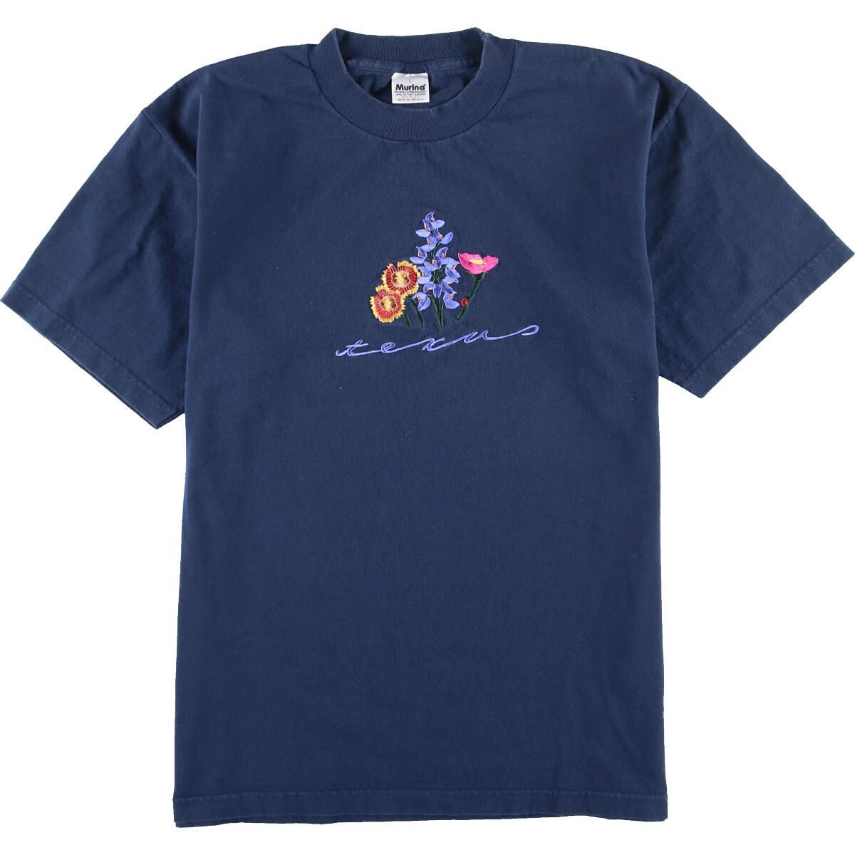 90年代 Murina 花柄 刺繍Tシャツ USA製 レディースXL ヴィンテージ /eaa108209 【210228】【SS2106】
