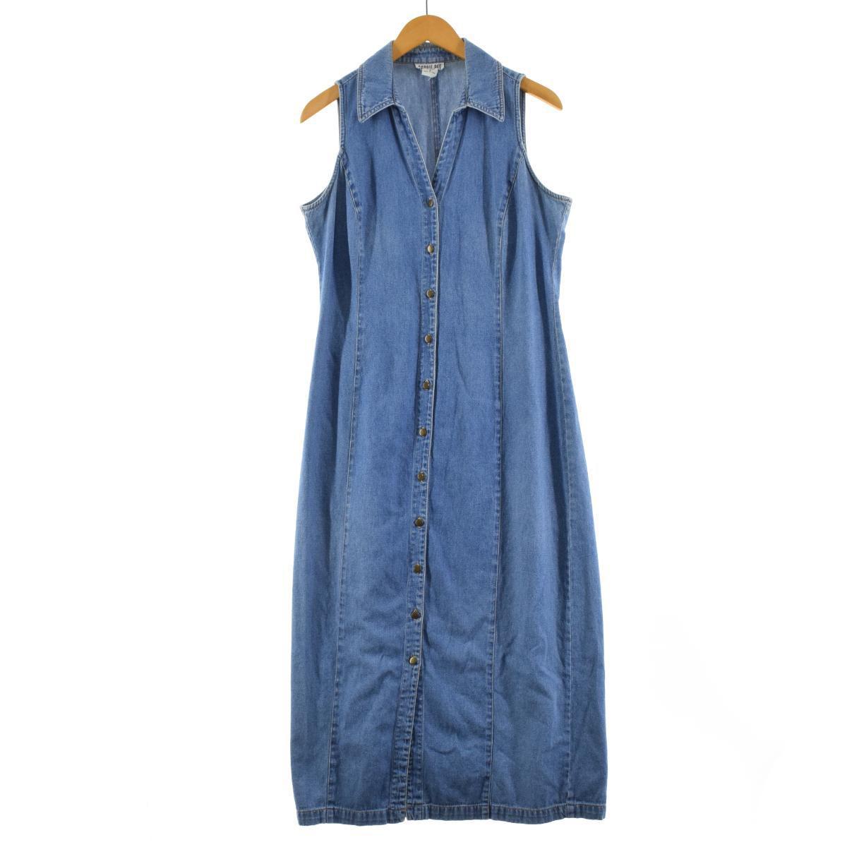 古着 Robbie Bee 前開き デニム ノースリーブ シャツワンピース レディースs Eaa 2b10f Ss2106 ノースリーブワンピース 古着屋jam ジャム