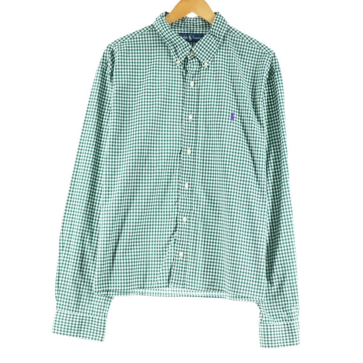 Jamリメイク ルーズトップス ラルフローレン Ralph Lauren ギンガムチェック 長袖 ボタンダウンチェックシャツ メンズxxl Eaa 2103 2b10f ボタンダウンシャツ 古着屋jam ジャム