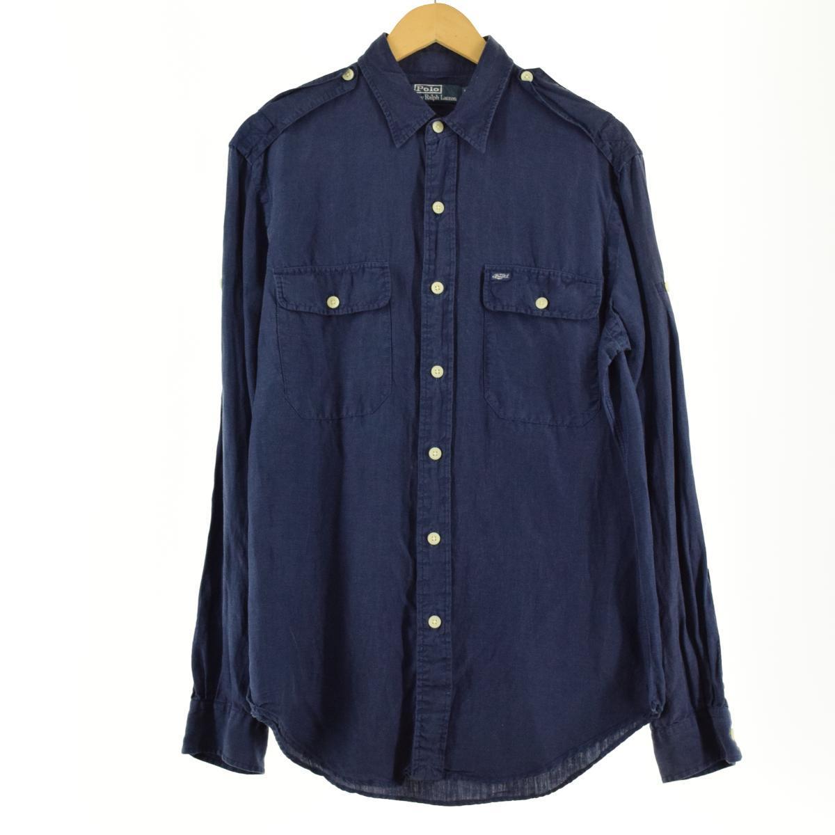 ラルフローレン Ralph Lauren Polo By Ralph Lauren エポレット付き 長袖 リネンシャツ メンズm Eaa1424 2b10f その他長袖シャツ 古着屋jam ジャム