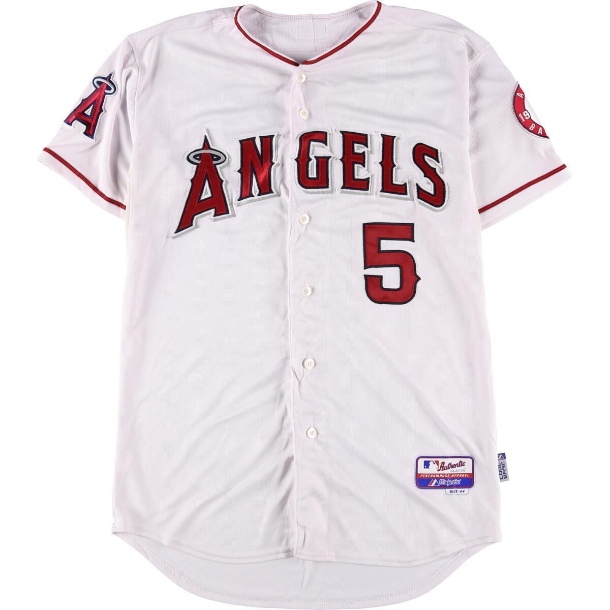 MAJESTIC MLB LOS ANGELES ANGELS ロサンゼルスエンゼルス Albert Pujols アルバートプホルス ゲームシャツ ベースボールシャツ USA製 44 メンズL /eaa145918 【中古】 【210327】