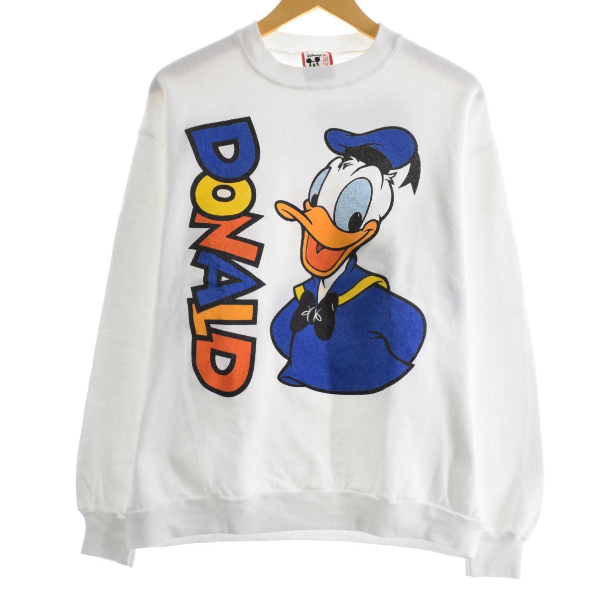 90年代 Disney Designs ドナルドダック キャラクタースウェットシャツ トレーナー Usa製 レディースxl ヴィンテージ Eaa トレーナー 古着屋jam ジャム