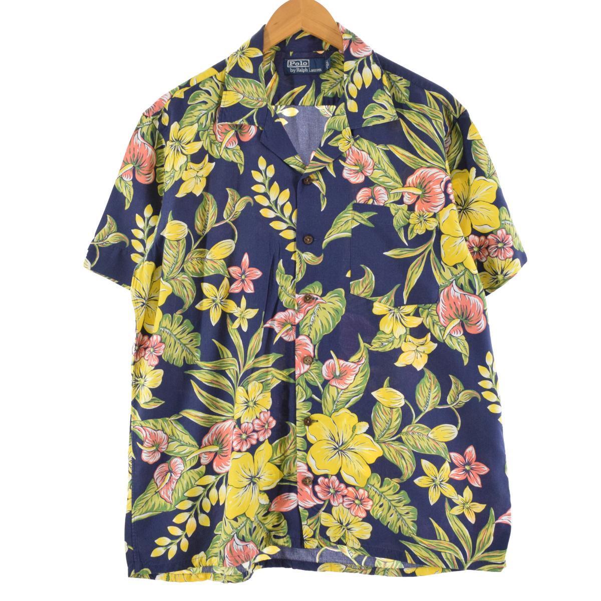 ラルフローレン Ralph Lauren POLO by Ralph Lauren 総柄 花柄 オープンカラー ビスコース ハワイアンアロハシャツ メンズL /eaa148291 【中古】 【210410】
