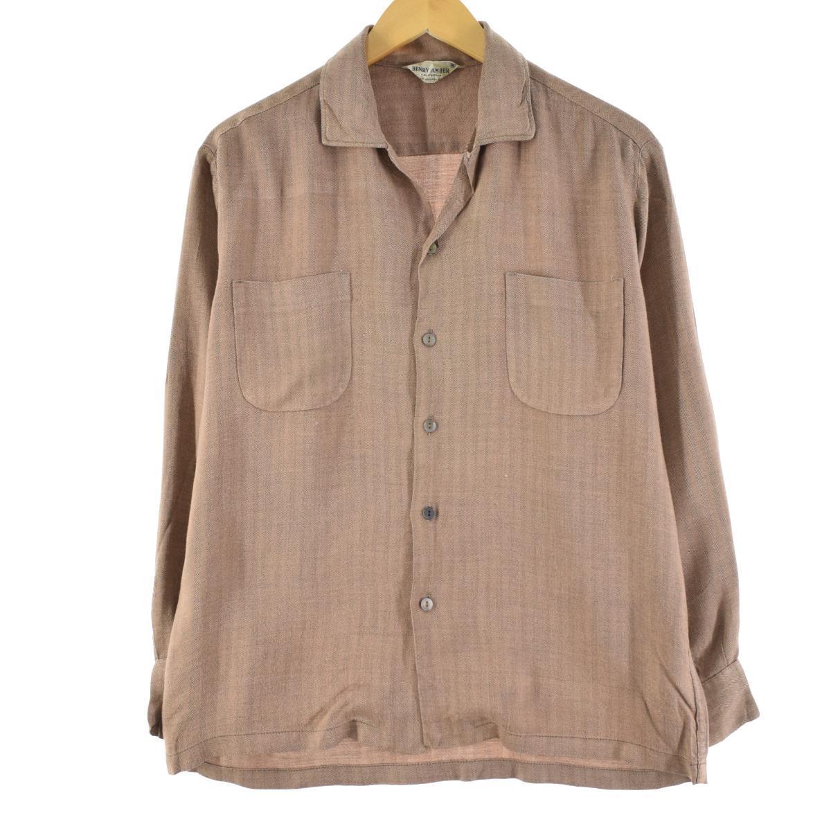 50年代 Henry Amber 長袖 オープンカラーシャツ メンズm ヴィンテージ Eaa その他長袖シャツ 古着屋jam ジャム