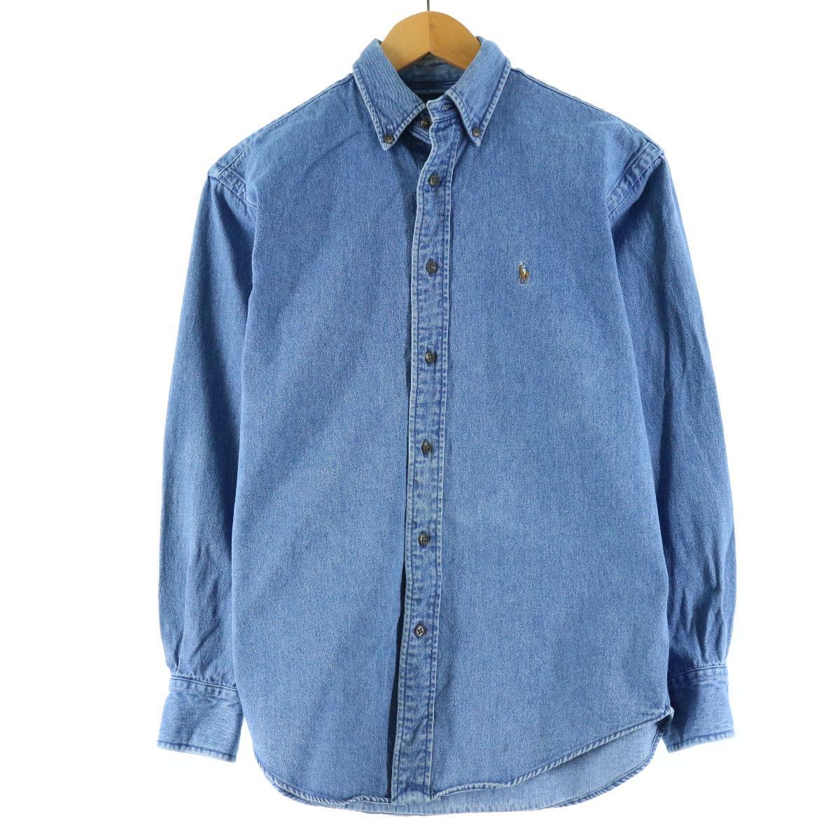 ラルフローレン Ralph Lauren 長袖 ボタンダウンデニムシャツ 4 メンズM /eaa151968 【中古】 【210417】