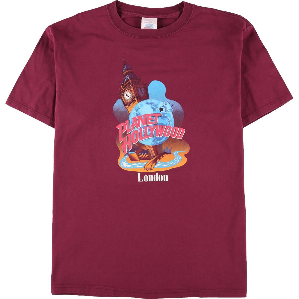 プラネットハリウッド PLANET HOLLYWOOD LONDON アドバタイジングTシャツ USA製 メンズL /eaa152470 【中古】 【210422】