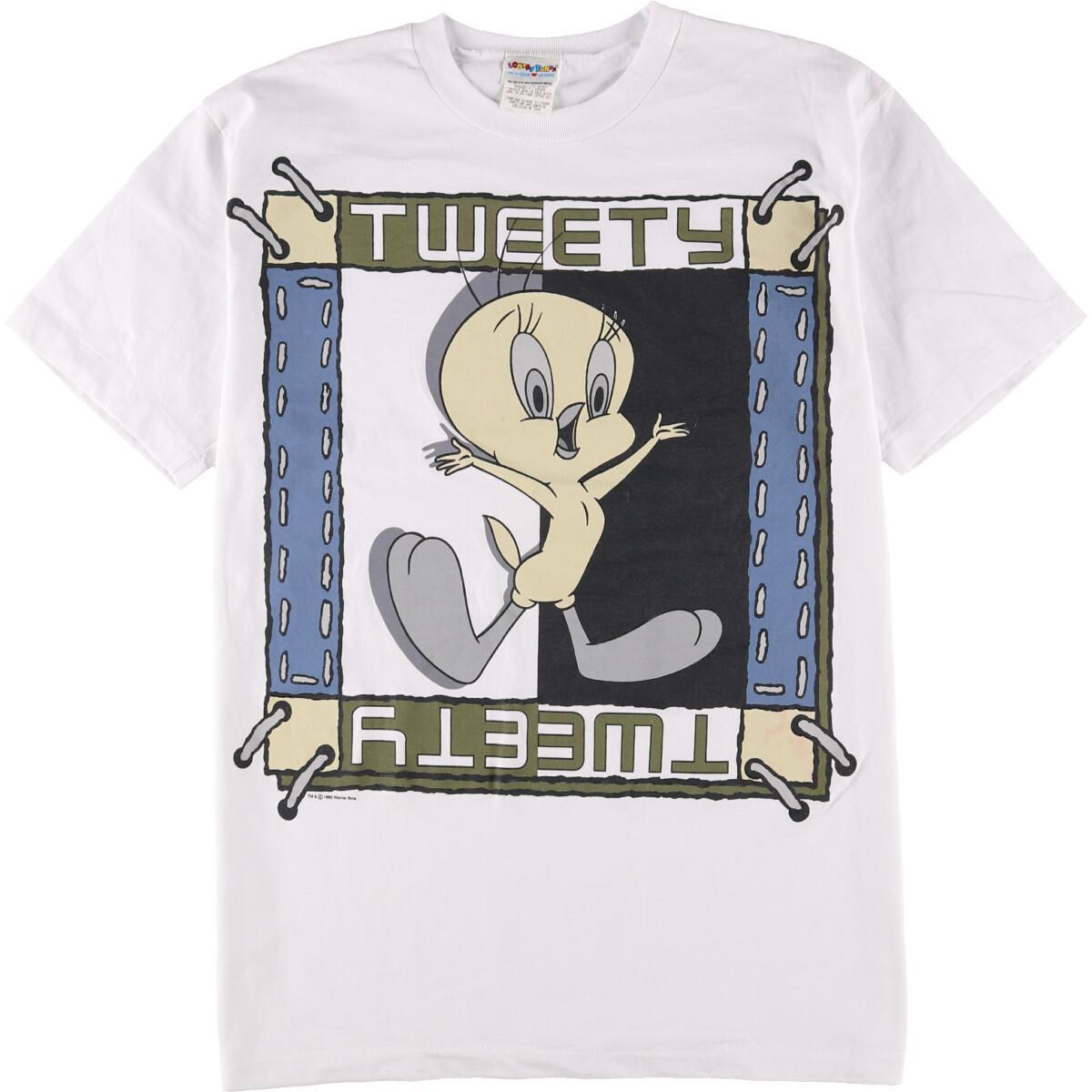 90年代 ルーニーテューンズ Looney Tunes Tweety トゥイーティー オーバーサイズ キャラクタープリントtシャツ カナダ製 フリーサイズ ヴィンテージ Eaa キャラクターtシャツ 古着屋jam ジャム