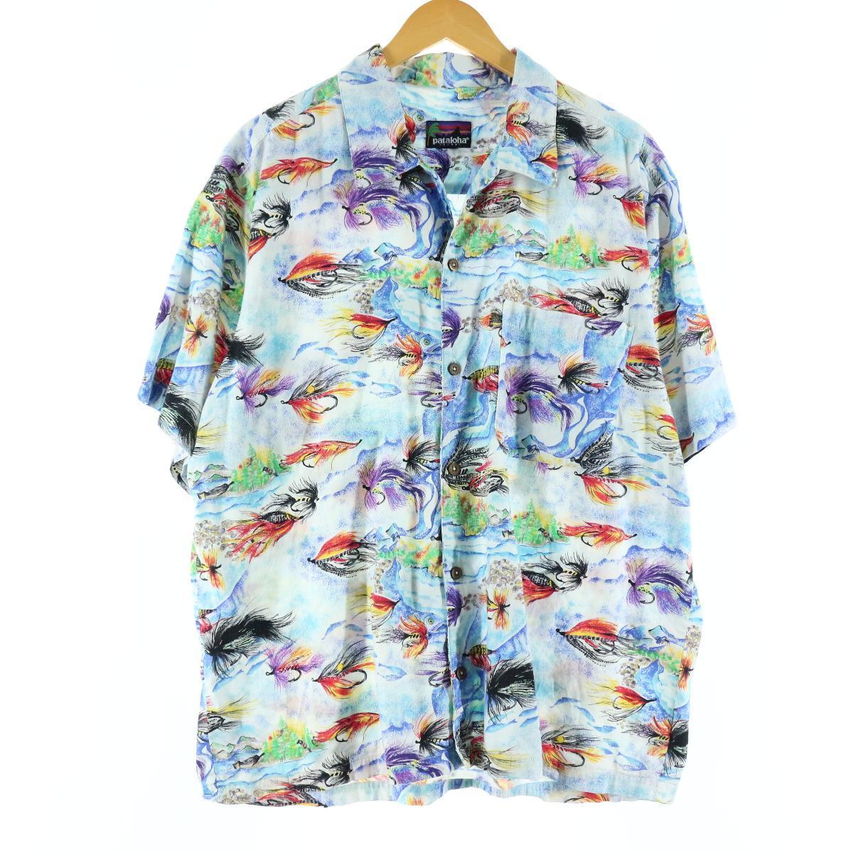 90年代 パタゴニア Patagonia pataloha パタロハ 毛針柄 総柄 レーヨン ハワイアンアロハシャツ メンズL ヴィンテージ /evb000046 【N2106】 【210524】 90年代 パタゴニア Patagonia pataloha パタロハ 毛針柄 総柄 レーヨン ハワイアンアロハシャツ メンズL ヴィンテージ /evb000046 【N2106】 【210524】
