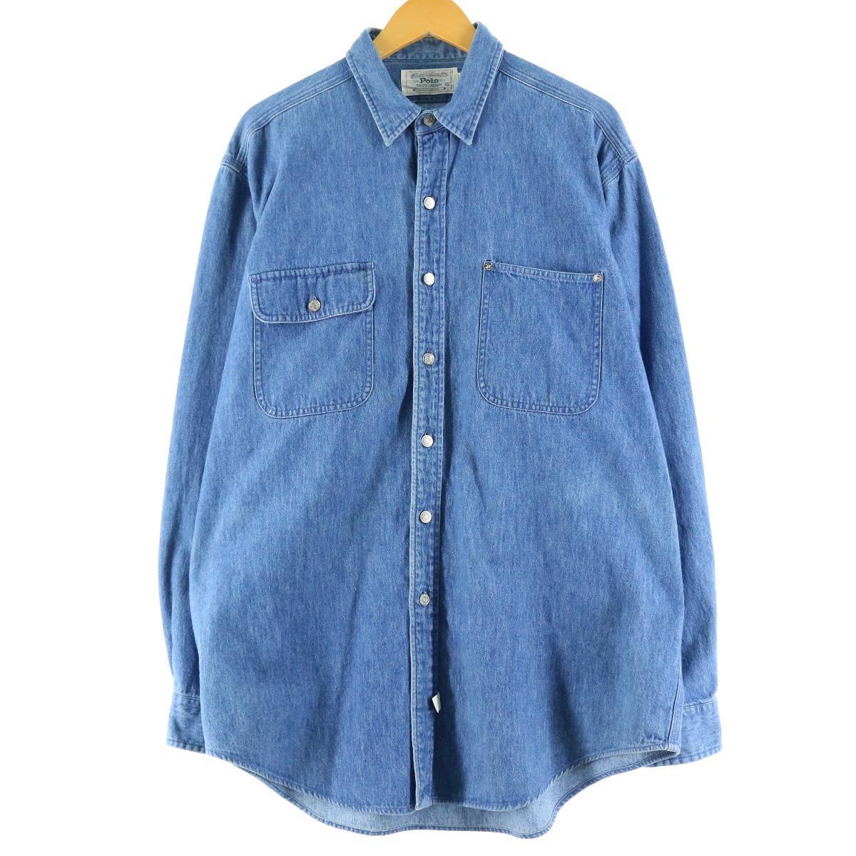 80年代 ラルフローレン Ralph Lauren Polo Ralph Lauren 白タグ 長袖 デニムシャツ メンズxl ヴィンテージ Eaa デニムシャツ 古着屋jam ジャム