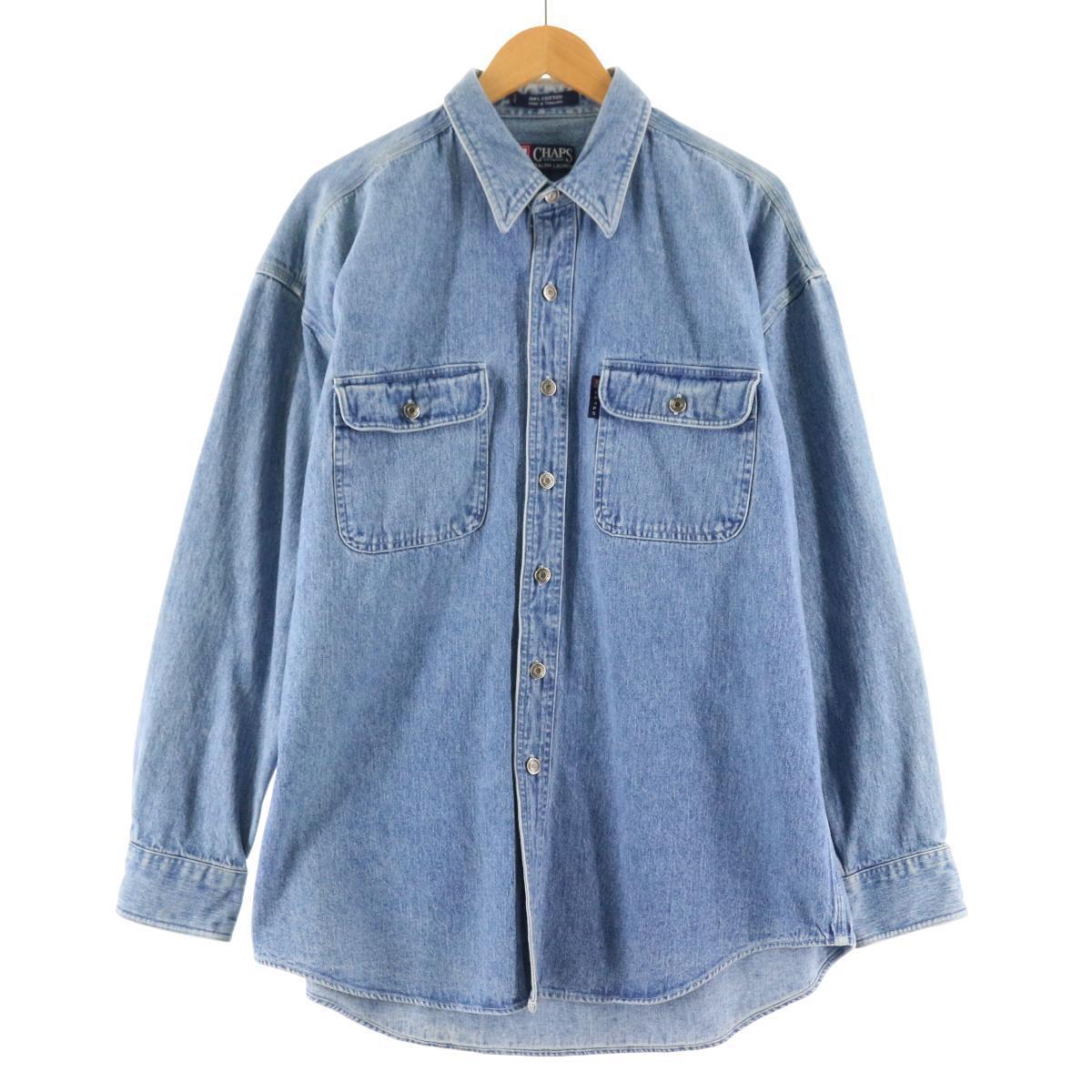 90年代 ラルフローレン Ralph Lauren CHAPS チャップス 長袖 ボタンダウンデニムシャツ メンズXL ヴィンテージ /eaa108753 【中古】 【210530】