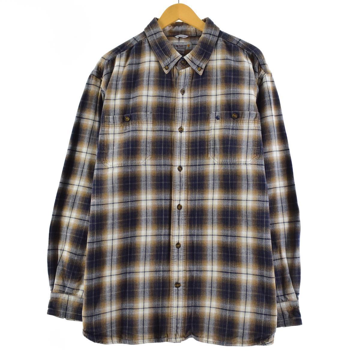 カーハート Carhartt チェック柄 長袖 ボタンダウン ヘビーネルシャツ メンズ2XL