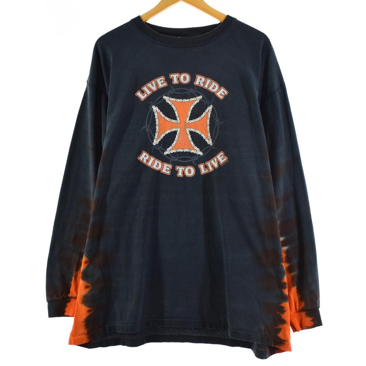 古着 Leather Works ファイヤーパターン 袖プリント モーターサイクル バイクtシャツ メンズxl Eaa Hny22 Ss23 モーターサイクル バイクtシャツ 古着屋jam ジャム