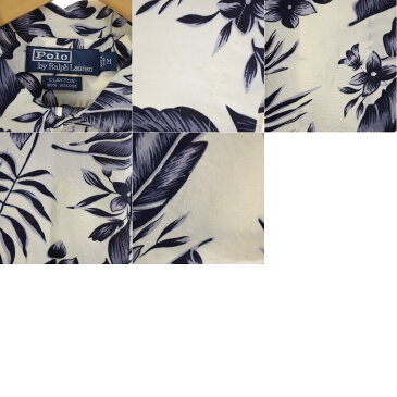 ラルフローレン Ralph Lauren POLO by Ralph Lauren 総柄 ボーダーパターン ビスコース ハワイアンアロハシャツ メンズL /eaa177074 【中古】 【210729】