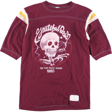 80年代 sports wear GRATEFUL DEAD グレイトフルデッド ON THE ROAD AGAIN スタンリーマウス スモーキングスカル 七分袖 バンドTシャツ USA製 メンズS ヴィンテージ /eaa181753 【中古】 【210729】