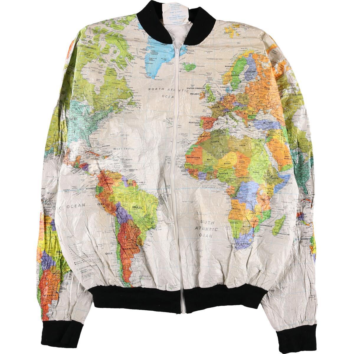 80年代 WEARIN' THE WORLD 地図柄 ペーパージャケット USA製 メンズL ヴィンテージ /eaa185856 【中古】 【210820】
