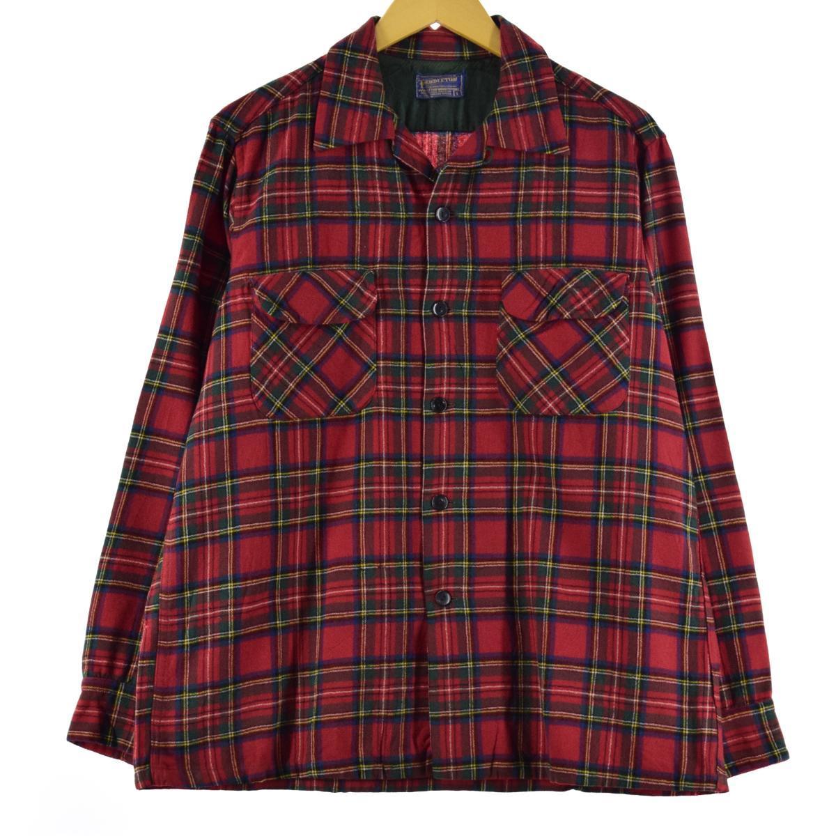 古着 50年代 ペンドルトン PENDLETON ボードシャツ チェック柄 オープンカラー ウールボックスシャツ メンズL ヴィンテージ /eaa190480 【210826】【SS2112】【HNY22】【SS2201】のサムネイル