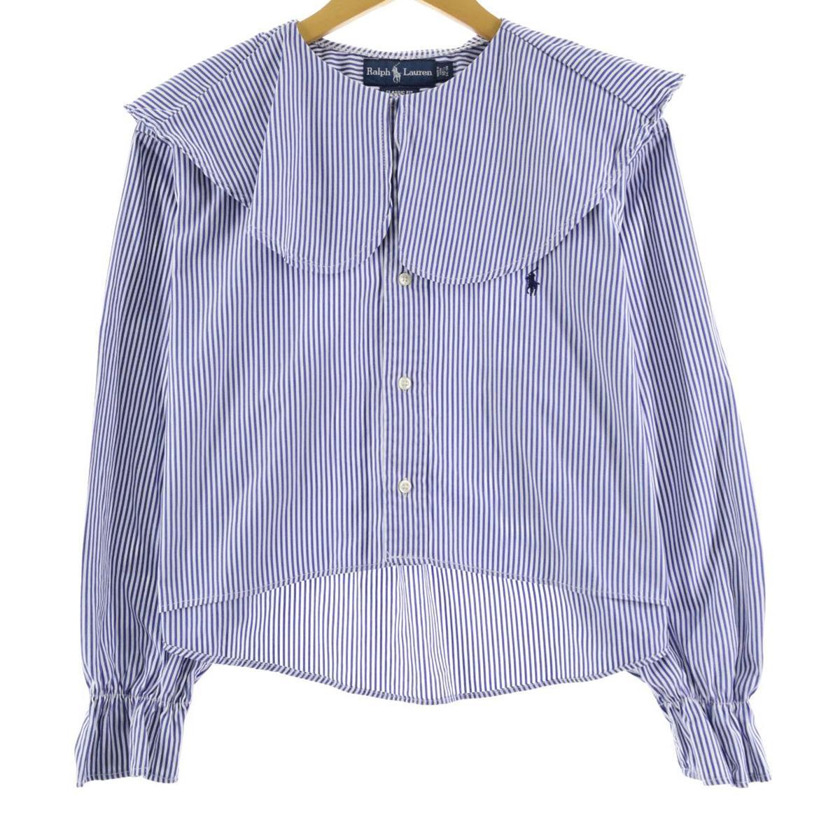 JAMリメイク ラルフローレン Ralph Lauren ストライプ柄 長袖 ビッグカラーリメイクシャツ フリーサイズ /eaa196031 【中古】 【210925】のサムネイル