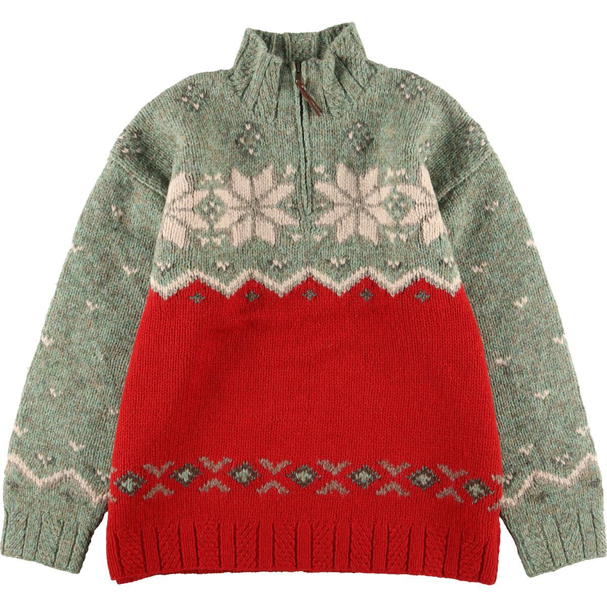 ラルフローレン Ralph Lauren LAUREN ローレン スノー柄 雪柄 ハーフジップ ノルディックセーター メンズL /eaa192441 【211002】