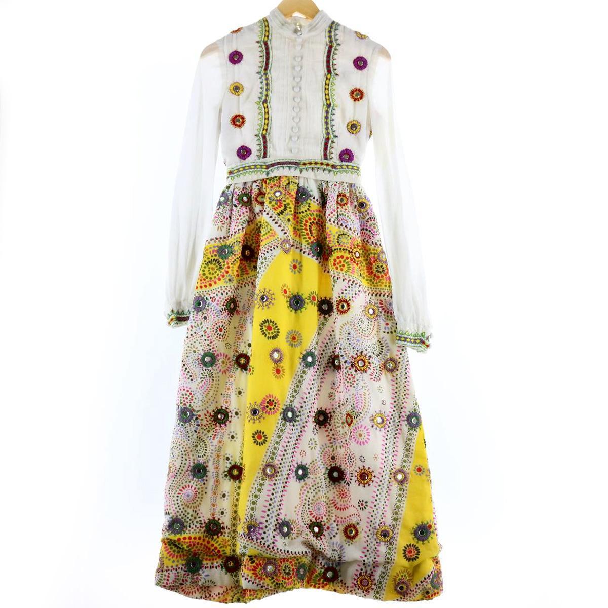 古着 70年代 Jban Leslie By Kasper サイケ柄 ミラーワーク 長袖 ワンピース レディースs ヴィンテージ Eaa Hny22 ワンピース 古着屋jam ジャム